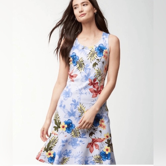 Tommy Bahama Dresses & Skirts - Tommy Bahama Eros Botanical Shift Dress Fishtail Hem Resort Vacation Floral Sz M